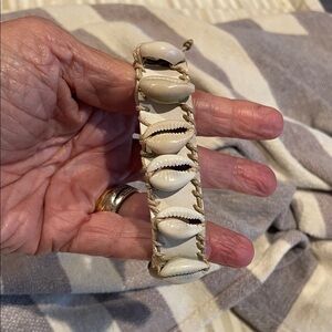 Shell Bracelet on Cream faux leather band